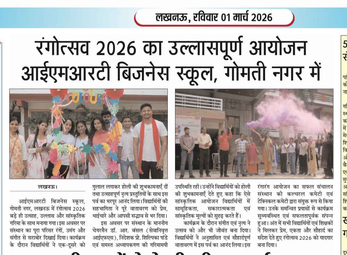 Rangotsav 2026 Celebrated with Great Enthusiasm at IMRT Business School, Gomti Nagar, Lucknow
